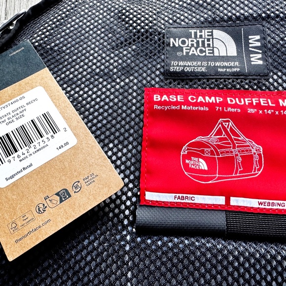 The North Face Medium Base Camp Duffel Packable Travel Backpack - TNF Black NWT - Picture 5 of 10